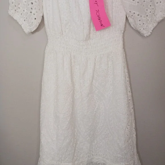 Betsey Johnson Eyelet White Coastal Bridal Bachelorette Midi Dress Size S New - Picture 7 of 9